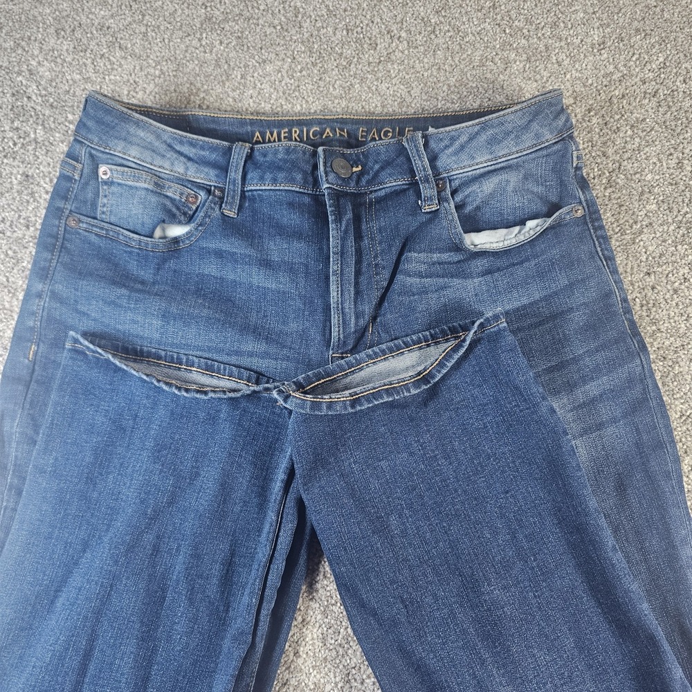 American Eagle Outfitters Kick Flex Original Bootcut Blue Denim Jeans Mens 33x34